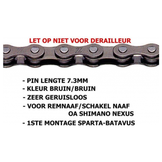 Kmc Ketting fiets 1V 3/32 Z1 smal 112 schakels 7.3mm Bruin