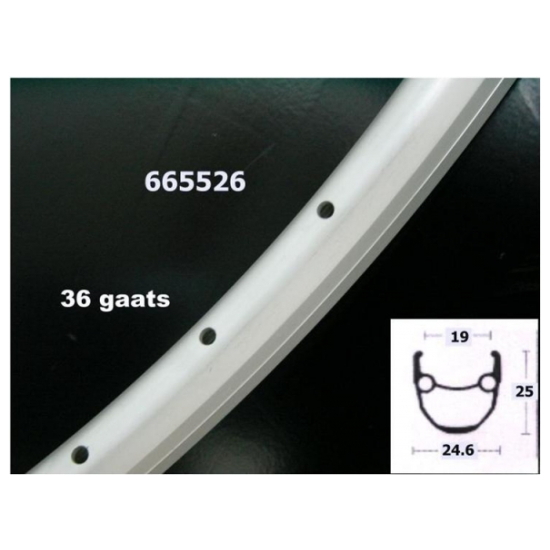 Rigida Velg 28/36g/sp13 19x622 Rig Stratos alu-matzilver