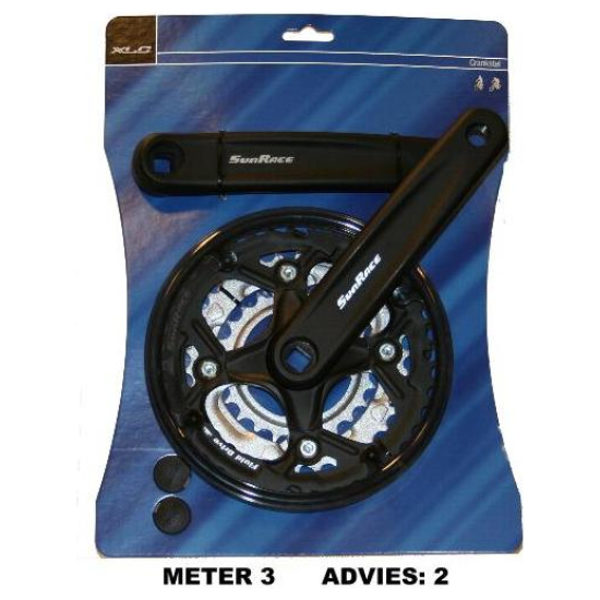 Xlc Crankset ATB 44x32x22T -1mm /Sunrace zwart-alu m/kett.rand Zilver/Zwart