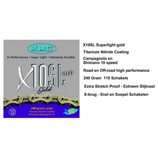 Kmc KETTING 10V 11/128 X10SL SUPER LIGHT GOUD