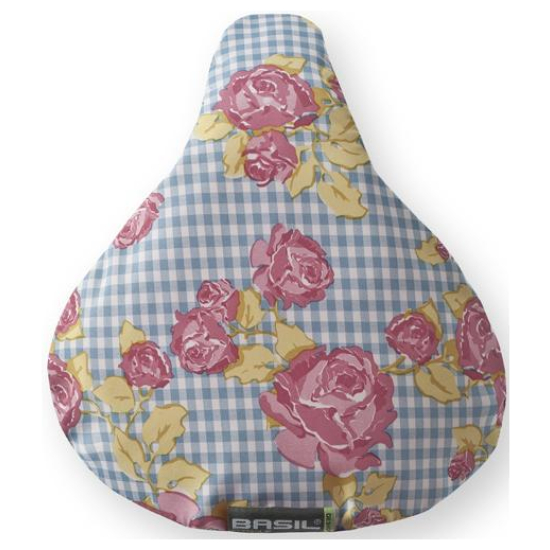 Basil ZADELDEK BAS ROSA BLAUW/WIT GERUIT MET ROZEN PRINT Blauw / Roze
