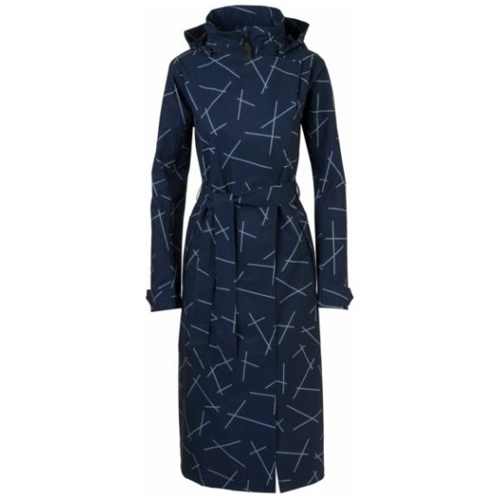 Agu Regenjas Ds Trenchcoat long navyblue/print, mt.M Blauw