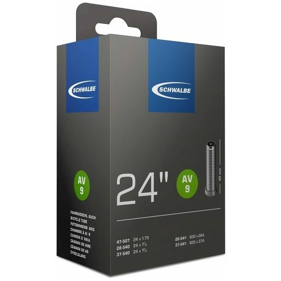 Schwalbe Binnenband 24 Schw AV9 Autoventiel 40mm 24x1 3/8 / 24x1.75 Zwart