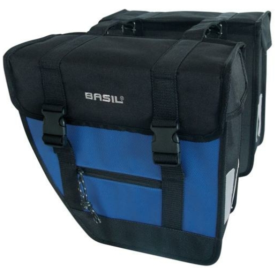 Basil TAS DUBBEL TOUR ZWART/DONKER BLAUW 17300 DONKER BLAUW 32*12*32 ZWART / DONKER BLAUW