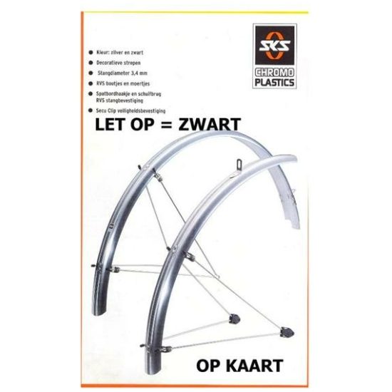 Sks SPATBORDSET 28 CHROMO PVC ZW ZWART