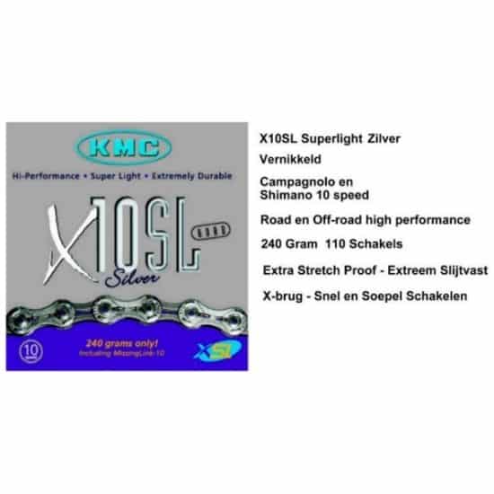 Kmc KETTING 10V 11/128 X10SL SUPER LIGHT Zilver