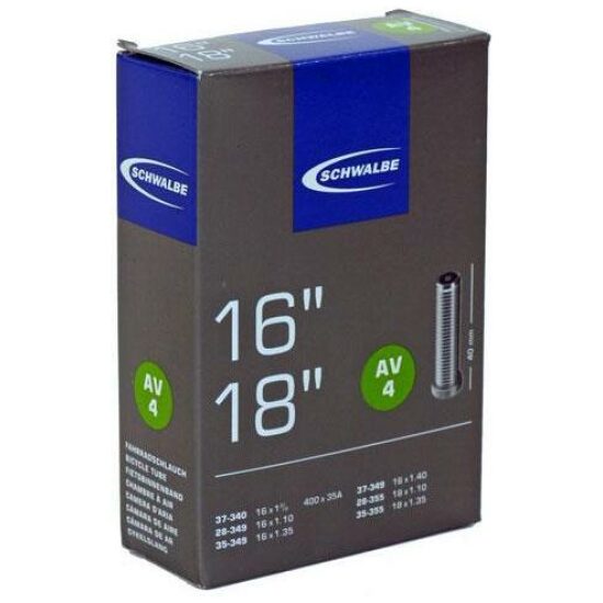 Schwalbe Binnenband 16/18 Schw AV4 Autoventiel 16x1 1/8 Zwart