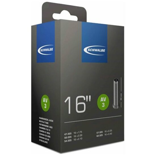 Schwalbe Binnenband 16 Schw AV3 Autoventiel 16x1.75/2.50 Zwart