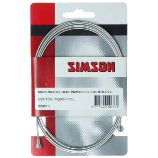 Simson Binnenkabel rem univ 2.35m 2 nippels ton/peer RVS 03