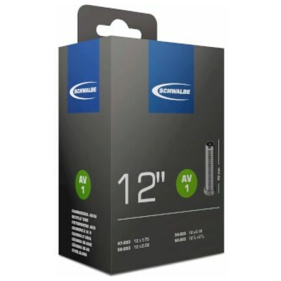 Schwalbe Binnenband 12 Schw AV1 Autoventiel recht 47/62-203 Zwart