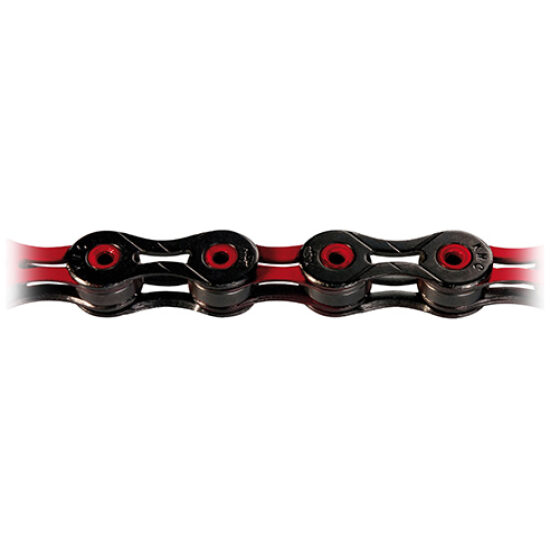 Kmc KETTING 10V 11/128 X10SL DLC SUPER LIGHT ZW/RO Zwart/Rood