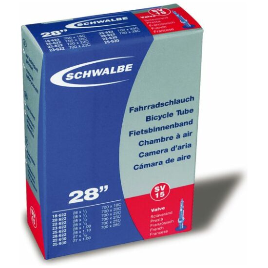 Schwalbe Binnenband 28 race Schw SV15/40mm Fransventiel 18/28-622 FV 28x3/4-7/8-1.00-1.10 Zwart