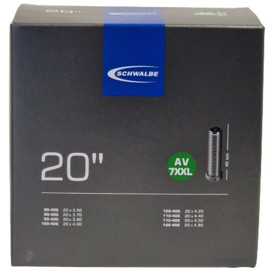 Schwalbe Binnenband 20x3.50/4.80 Schw AV7XX: 40mm autoventiel recht TR4 Fatbike Zwart