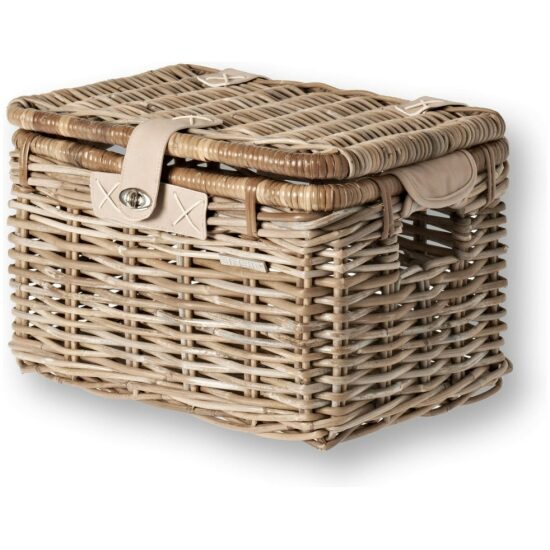 Basil Mand riet/rotan Bas Denton Medium m/deksel 35x26x26 13046 Grijs - Afbeelding 2