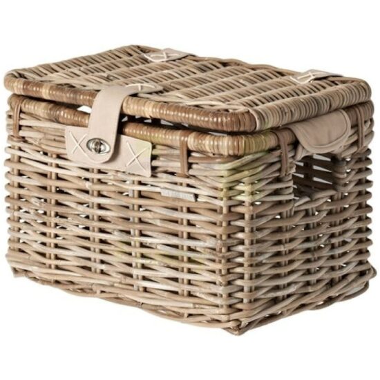 Basil Mand riet/rotan Bas Denton Medium m/deksel 35x26x26 13046 Grijs - Afbeelding 3
