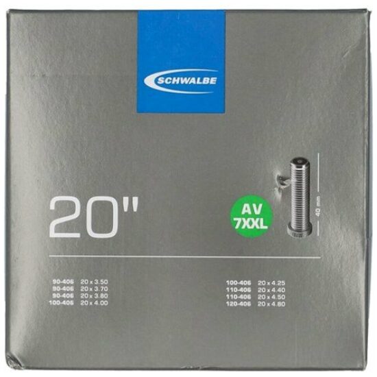 Schwalbe Binnenband 20x3.50/4.80 Schw AV7XX: 40mm autoventiel recht TR4 Fatbike Zwart - Afbeelding 4
