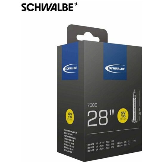 Schwalbe Binnenband 28 Schw SV16/60 mm Fransventiel (lang) Zwart