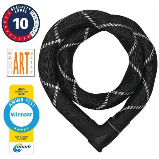 Abus Kettingslot Iven chain 8210 110x8 ART**4157 nylon Zwart - Afbeelding 2