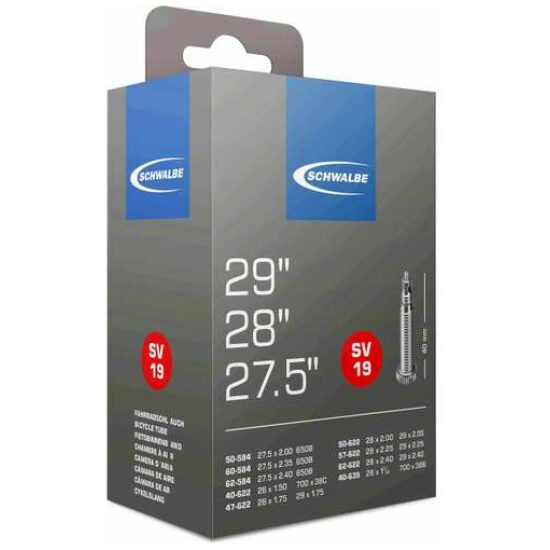 Schwalbe Binnenband 28 breed Schw SV19 Fransvent. 40mm 40/62-622 Zwart