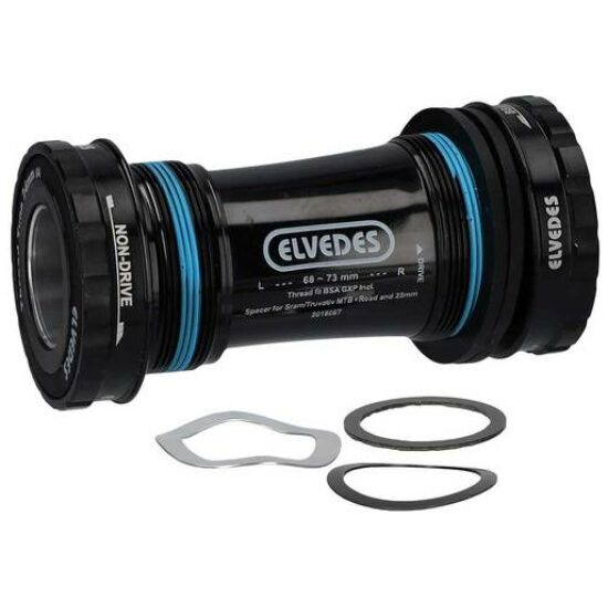 Elvedes Trapas-cupset Elv/Sram GXP BSA threadfit mtb/road 68/73 BB-lagers 24>22mm Zwart