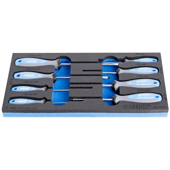 Unior GRS INLAY GW SCHROEVENDRAAIERSET PL/KR 8DLG Zilver/blauw
