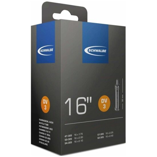 Schwalbe Binnenband 16 Schw DV3 NL-ventiel 16x1.75/2.50 NV Zwart - Afbeelding 2