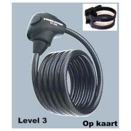 Trelock SLOT KABEL SK666 200X12 M/HOUDER ZWART