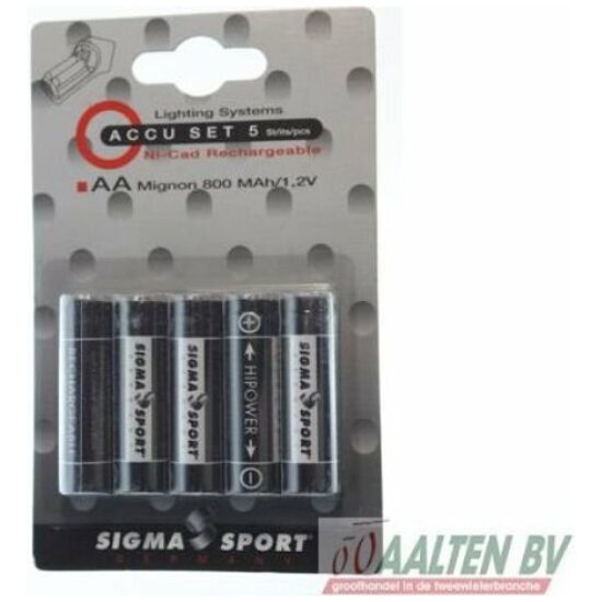 Sigma Sport Batterij AA 1.2V oplaadbaar Sigma Ellipsoid 800mAh Mignon penlite set a 5 00343