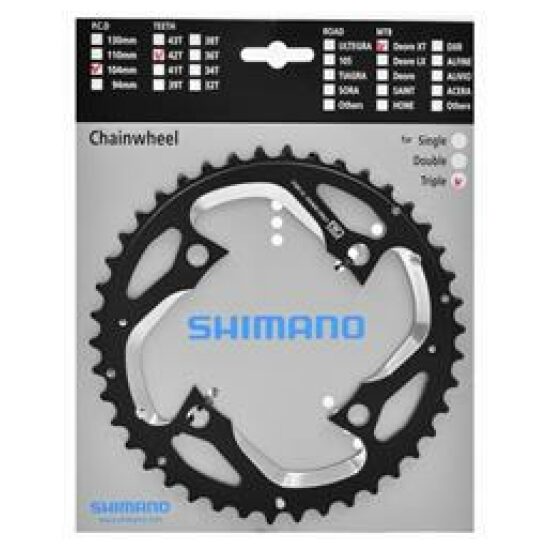 Shimano 10v Kettingblad 42T/104 Shim 10V FC-M780 Deore XT 'AE' Y1MM98110 BLACK - Afbeelding 2