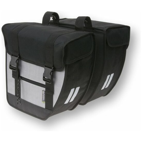 Basil Tas dubbel Bas Tour zilver/zwart 26ltr 32x32x12 schuin 17075 Zwart/Zilver