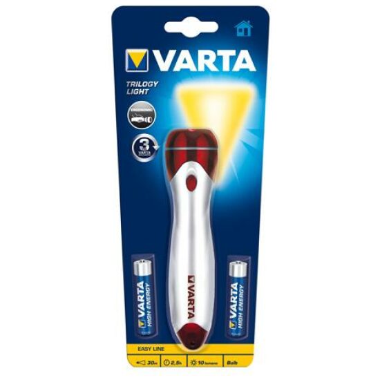 Varta ZAKLAMP TRILOGY LIGHT ZILVER / ROOD