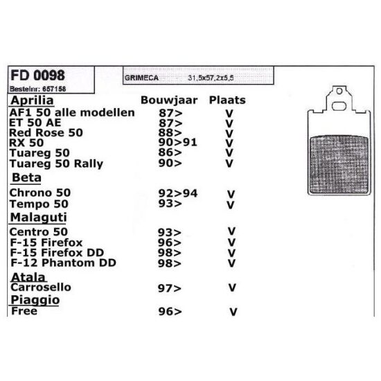 Newfren REMBLOK APRILIA/TOMOS/REVIVAL FD0098 SET A 2