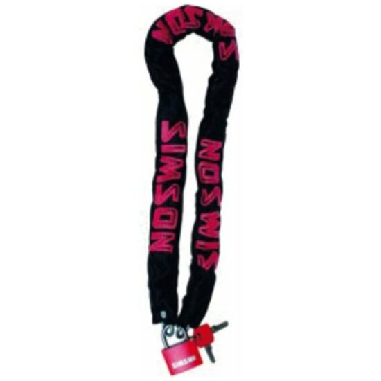 Simson Chainlock basic M 40mm hangslot rood 5,0mm X 90cm Zwart