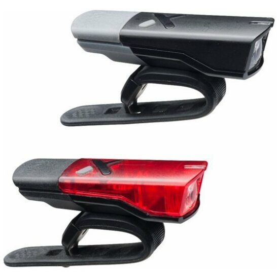 Axa Lamp v+a led batterij agena set usb oplaadbaar Zwart
