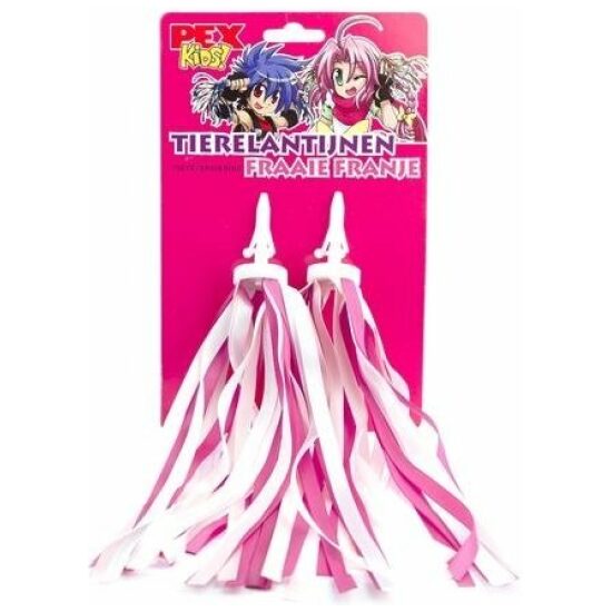 Pex Handvat kids streamers roze/wit franje slingers
