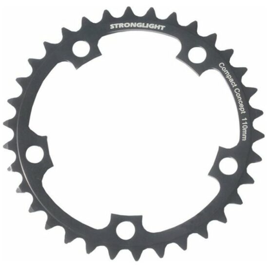 Stronglight Kettingblad 38T/110 5-arm Strongl/Shim 9/10V race Dural alu 5083 Zwart