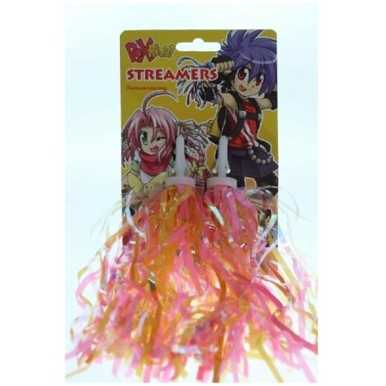 Pex Handvat kids streamers roze/wit franje slingers - Afbeelding 2