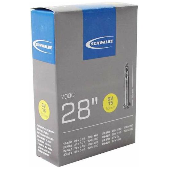 Schwalbe Binnenband 28 race Schw SV15/50mm Fransventiel 18/28-622 FV 28x3/4-7/8-1.00-1.10 Zwart
