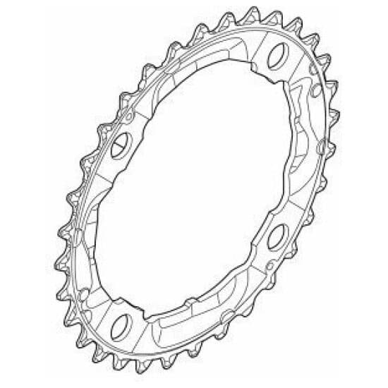 Shimano 9v Kettingblad 36T/104 Shim 9V FC-M532 Deore Zilver Y1J898080 SILVER - Afbeelding 2