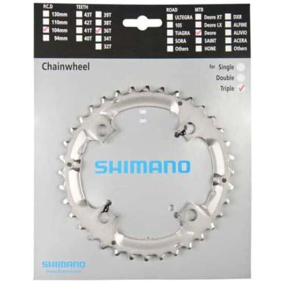 Shimano 9v Kettingblad 36T/104 Shim 9V FC-M532 Deore Zilver Y1J898080 SILVER