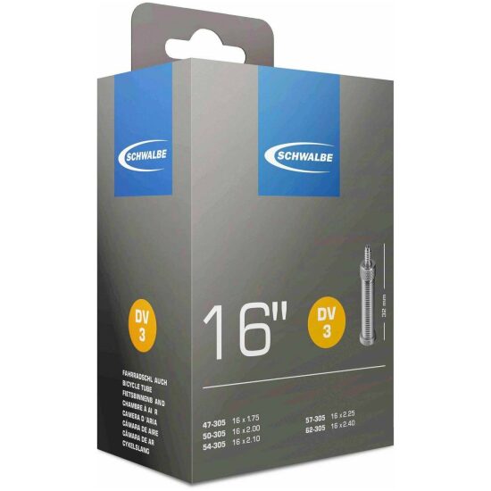 Schwalbe Binnenband 16 Schw DV3 NL-ventiel 16x1.75/2.50 NV Zwart