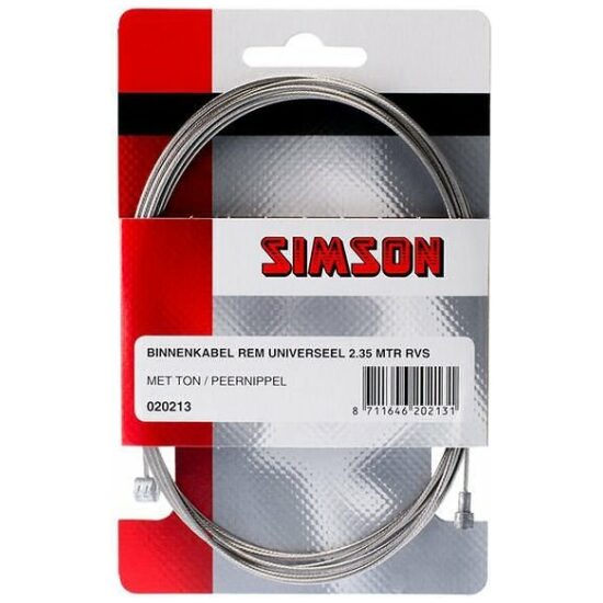 Simson Binnenkabel rem univ 2.35m 2 nippels ton/peer RVS 03