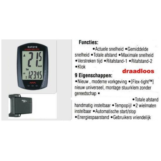 Cateye COMPUTER CAT STRADA RD300W DL ZWART
