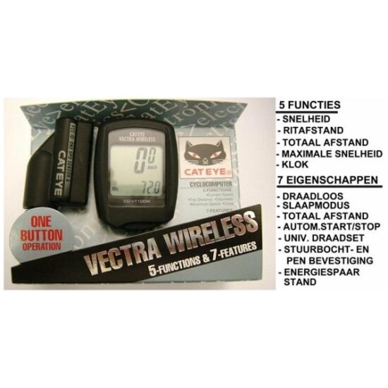 Cateye COMPUTER CAT VECTRA VT100W DL ZWART