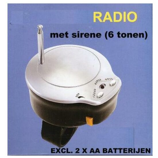 Merkloos RADIO FIETS M/SIRENE STUUR ZILVER ZWART