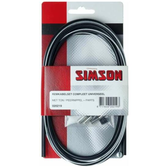Simson Remkabelset univ compleet met ton/peernipel + parts gegalvaniseerd 09 Zwart