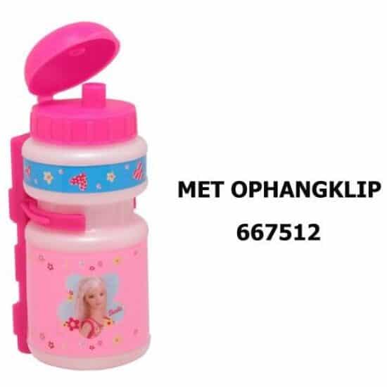 Merkloos BIDON M/HOUDER BARBIE KIND ROSE