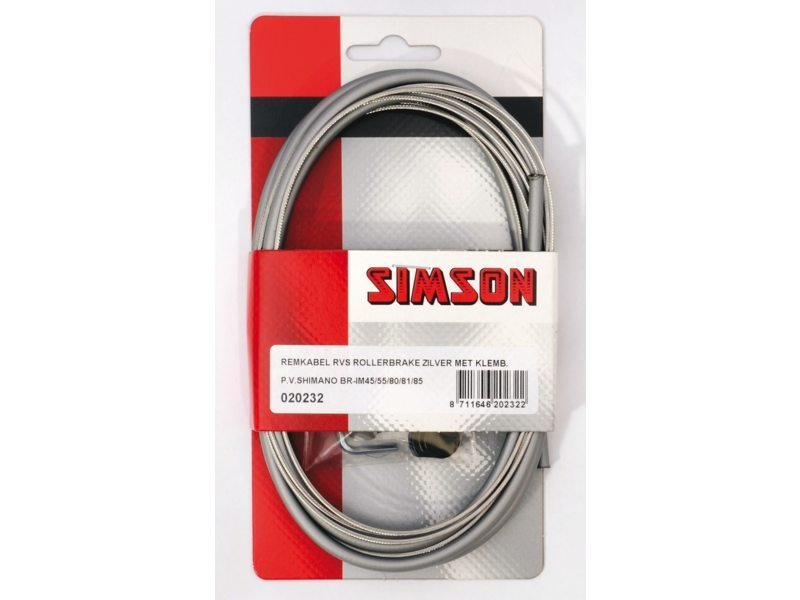 Simson Remkabelset Shim rollerbrake compleet met klembout BR-IM45/55/80/81/85 zilver rvs 02 Grijs - Afbeelding 3