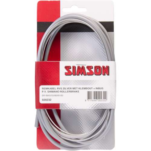 Simson Remkabelset Shim rollerbrake compleet met klembout BR-IM45/55/80/81/85 zilver rvs 02 Grijs - Afbeelding 2