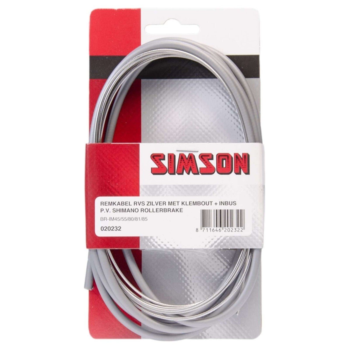 Simson Remkabelset Shim rollerbrake compleet met klembout BR-IM45/55/80/81/85 zilver rvs 02 Grijs